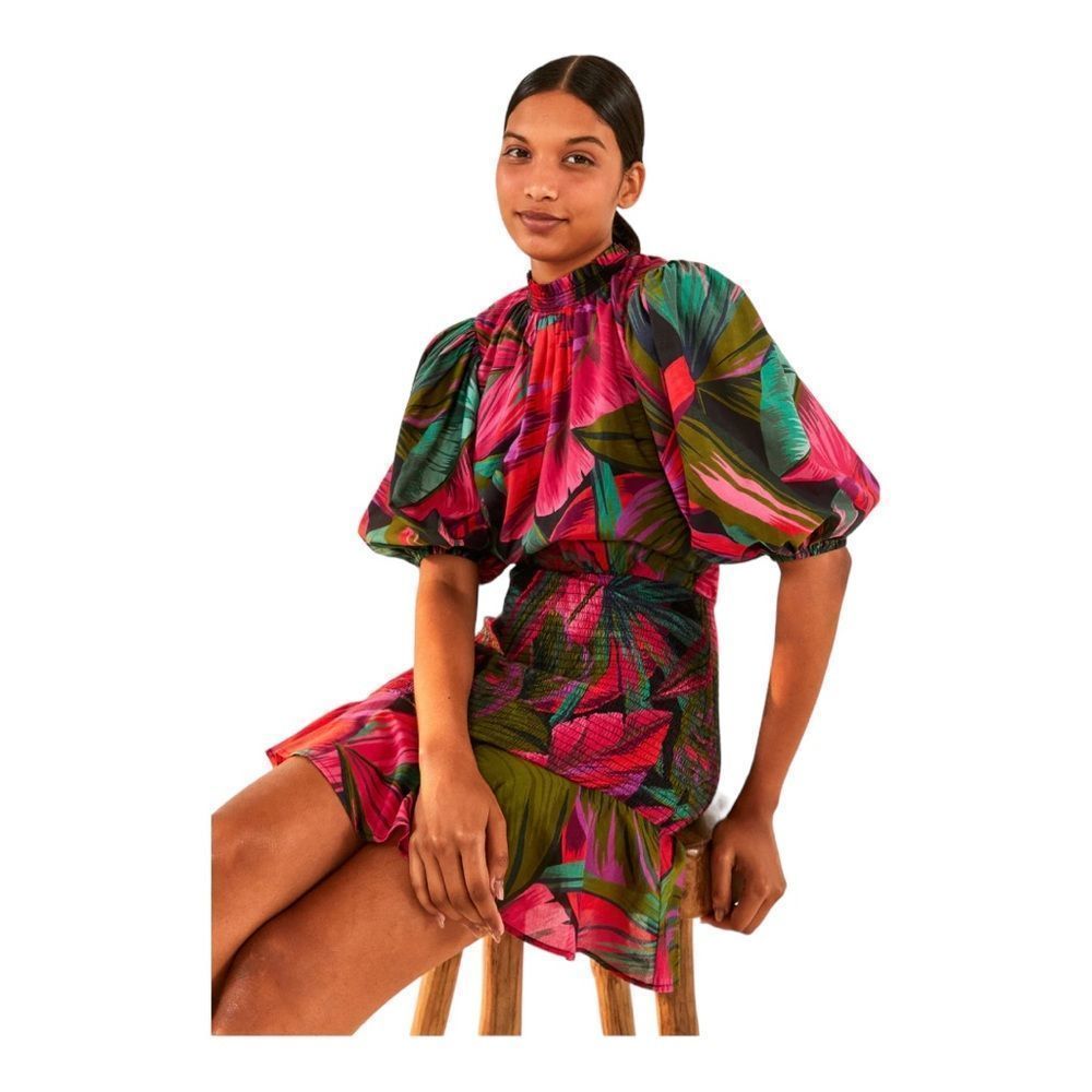 Farm Rio Midnight Leaves Mini Dress